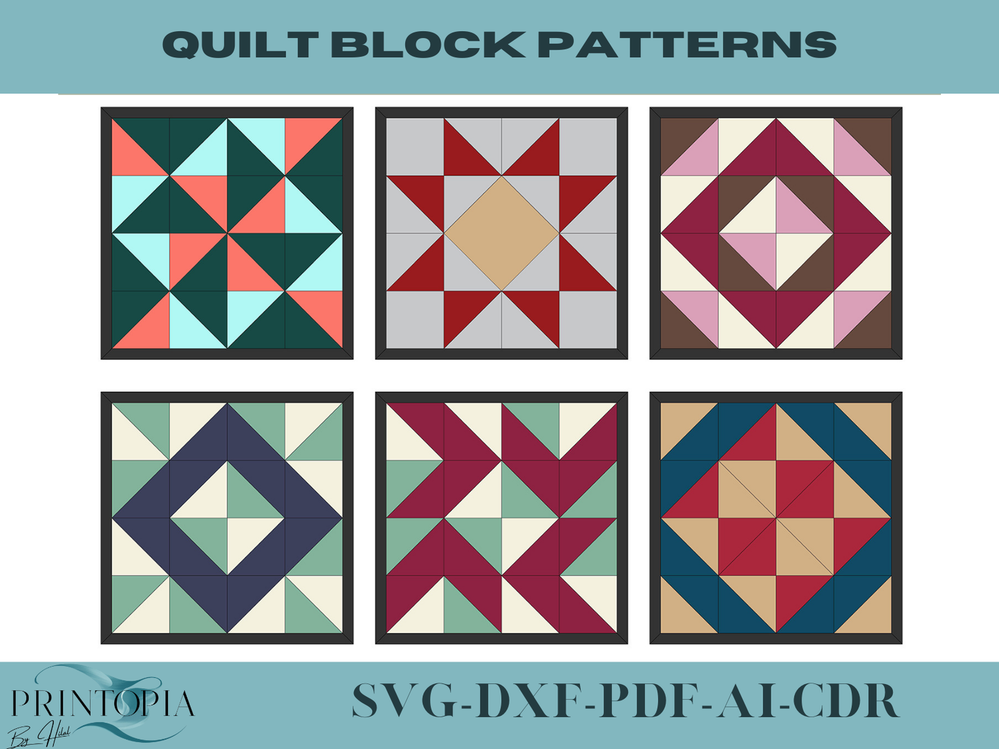 Geometric Wood Art Quilt Block Patterns Bundle Modern Barn Star Wall Decor Mosaic Templates
