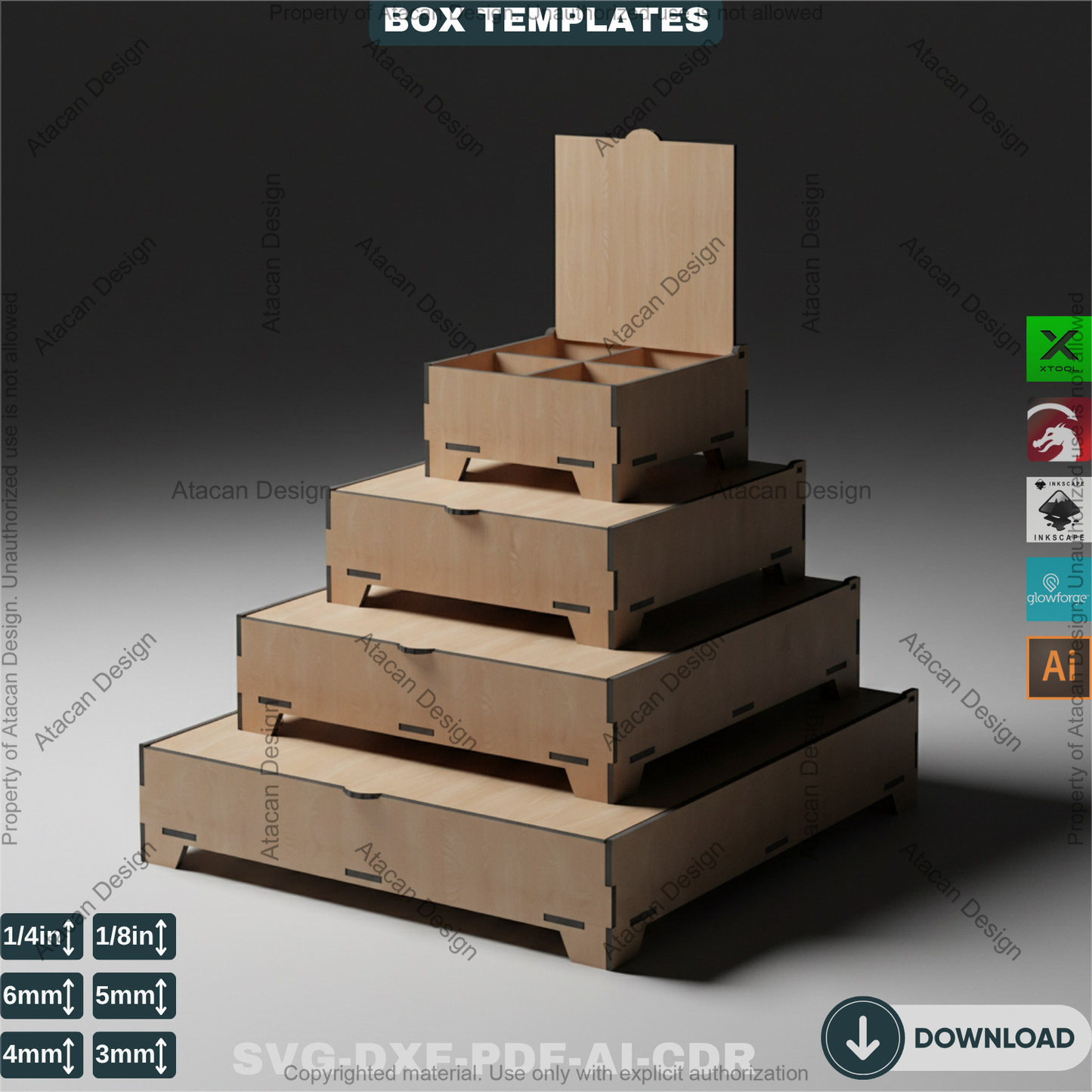 16 Sizes Box Set with Flip Lid and Compartments - Divided Boxes for Storage Organizer 461