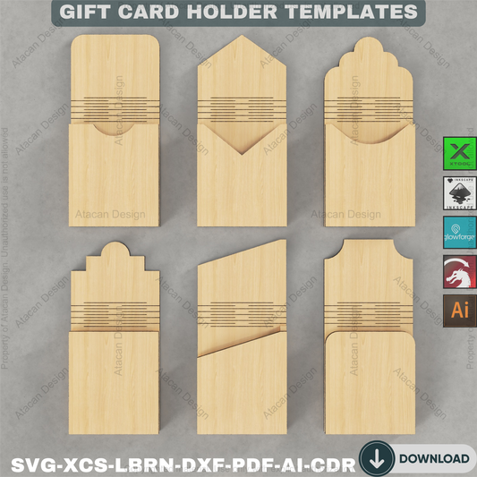 Wooden Gift Card Envelope Templates for Laser Cut DIY Projects Personalized Holidays and Special Occasions