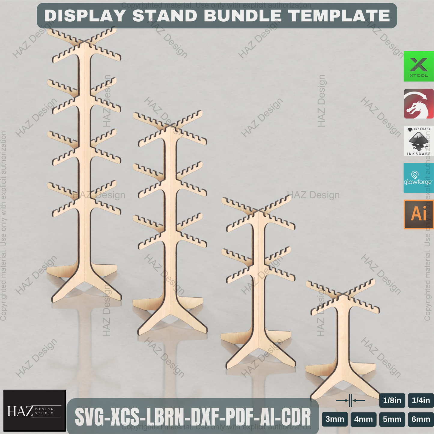 Laser Cut Keychain Necklace Jewelry Display Stand - Instant Download SVG Dxf Cdr Ai Pdf Files 191