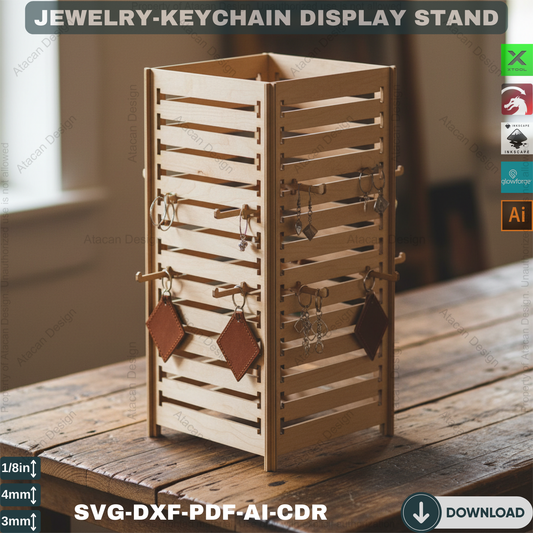 Pendant Jewelry Display Holder / Earring Stand / Necklace Organiser / Laser Cut Files Svg Dxf Ai Cdr Pdf 357