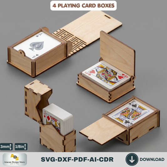 Laser Cut Playing Card Box Template Wooden Poker Deck Holder Laser Cut Deck Case Design