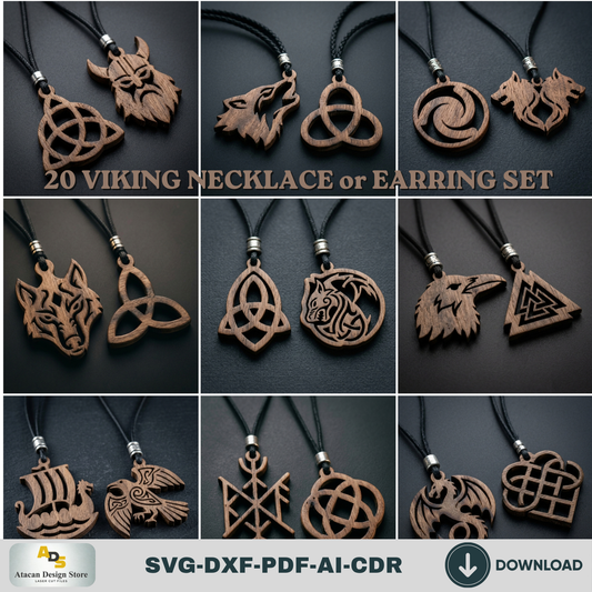 20 Viking Norse Jewelry Laser Cut Templates Necklace Earring Pendant Designs