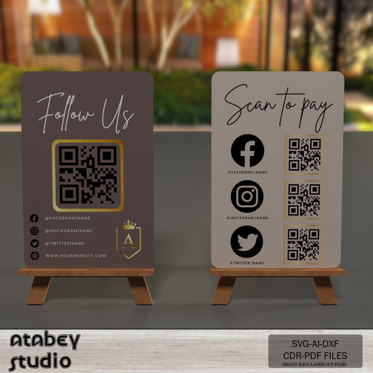 Custom QR Code Signs for Business - Social Media & Payment Scan Display 856