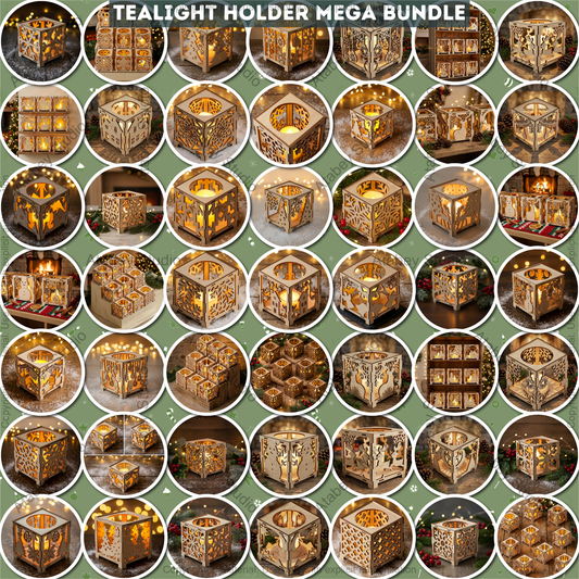 Christmas Tealight Holder Mega Bundle Laser Cut Lanterns | Wooden Candle Box Templates 981