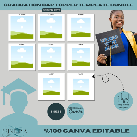 Editable Graduation Cap Topper Templates – Customizable Canva Bundle for Unique Grad Designs 127