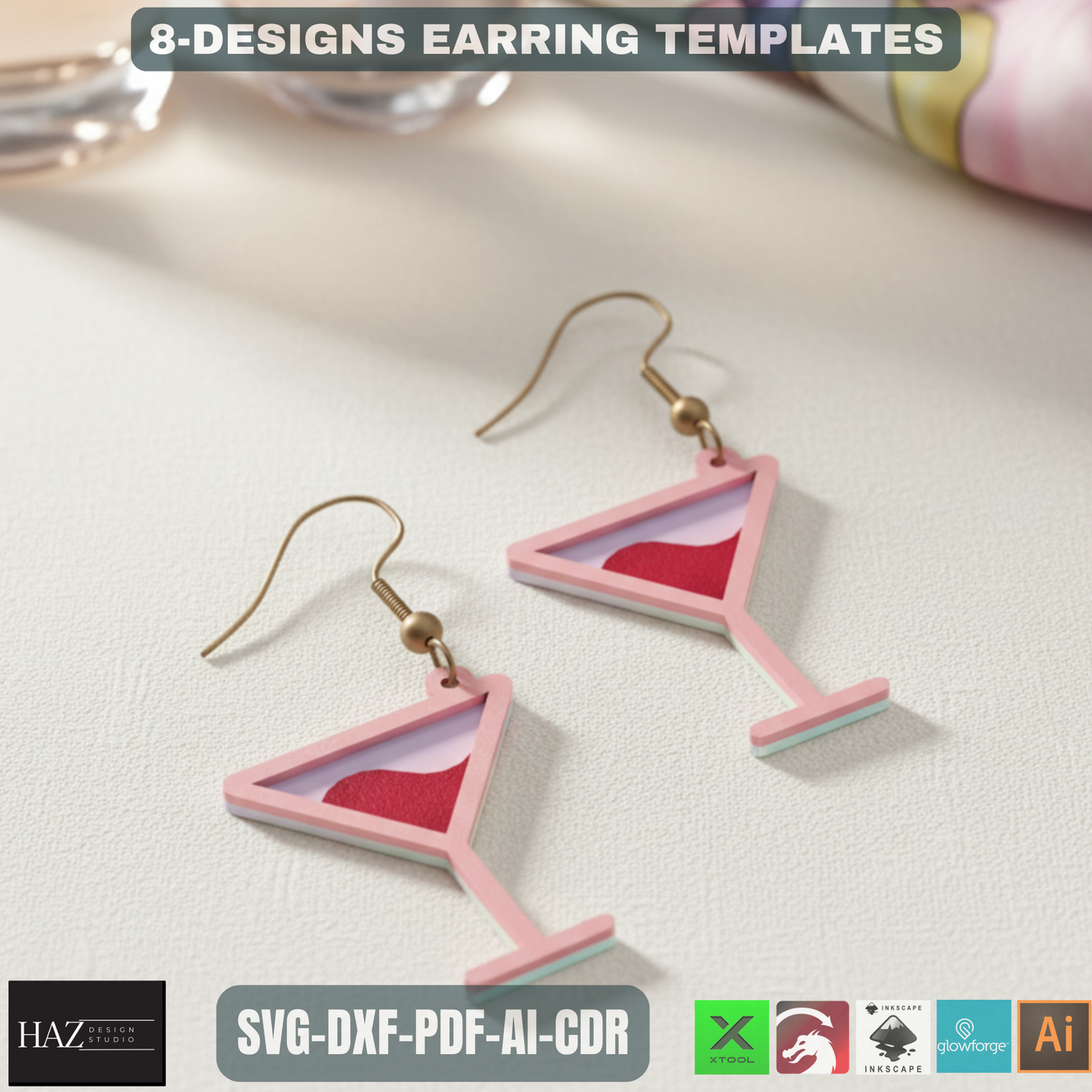Laser Cut Earring SVG Bundle, Unique Wood Earring Designs, DIY Jewelry Files for Laser Cutter 478