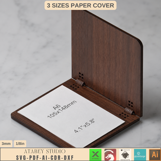 Wooden Paper Holder Template Living Hinge Notebook Cover Pattern Plywood Desk Organizer