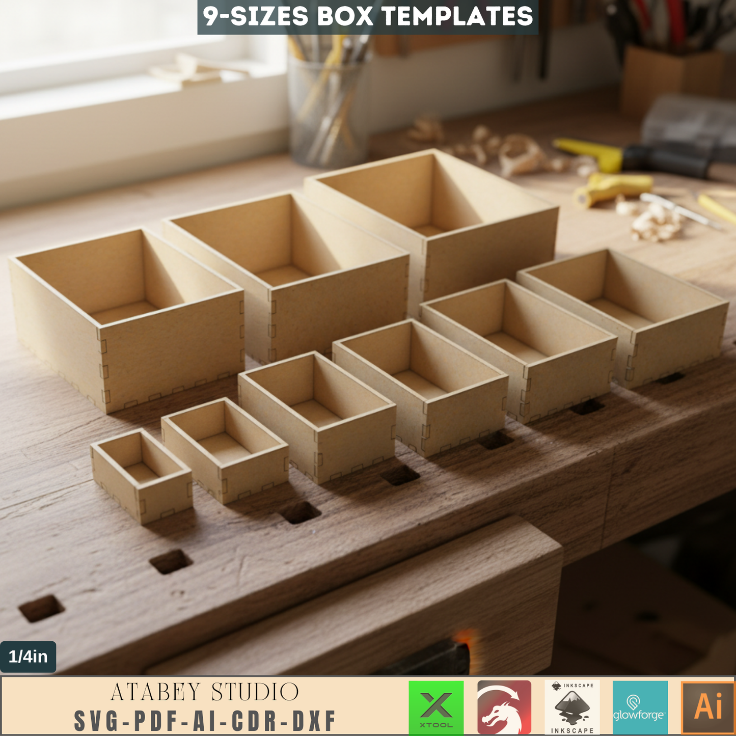 DIY Laser Cut Box Templates - Woodworking Boxes - Perfect for 1/4 Inch Wood Projects 781