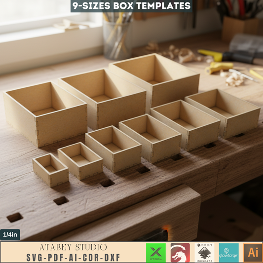 DIY Laser Cut Box Templates - Woodworking Boxes - Perfect for 1/4 Inch Wood Projects 781