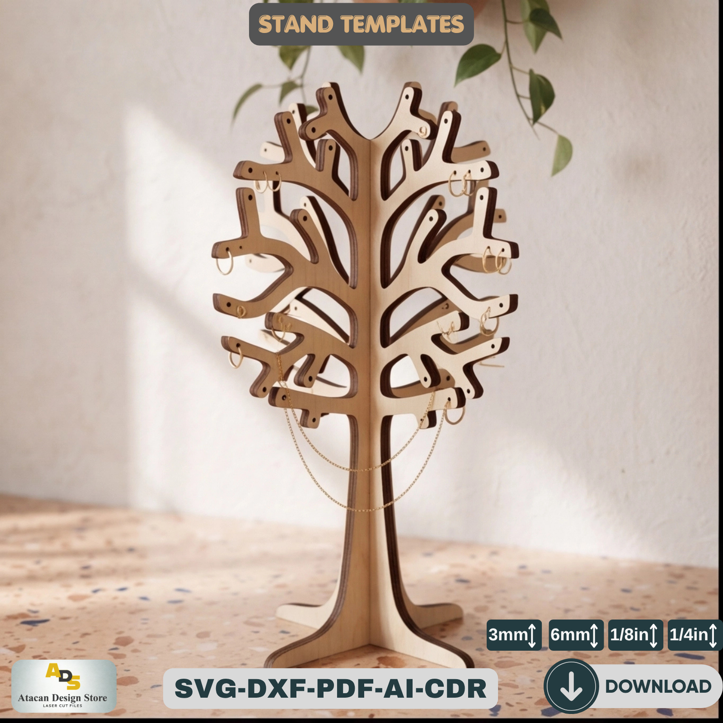 Tree Jewellery Stand / Earing Holder / Laser cut jewelry display