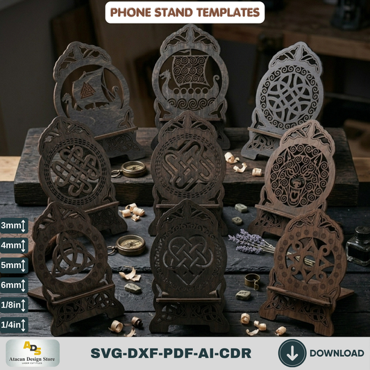 Viking Celtic Phone Stand SVG Laser Cut Templates Wood Holder Pattern 973
