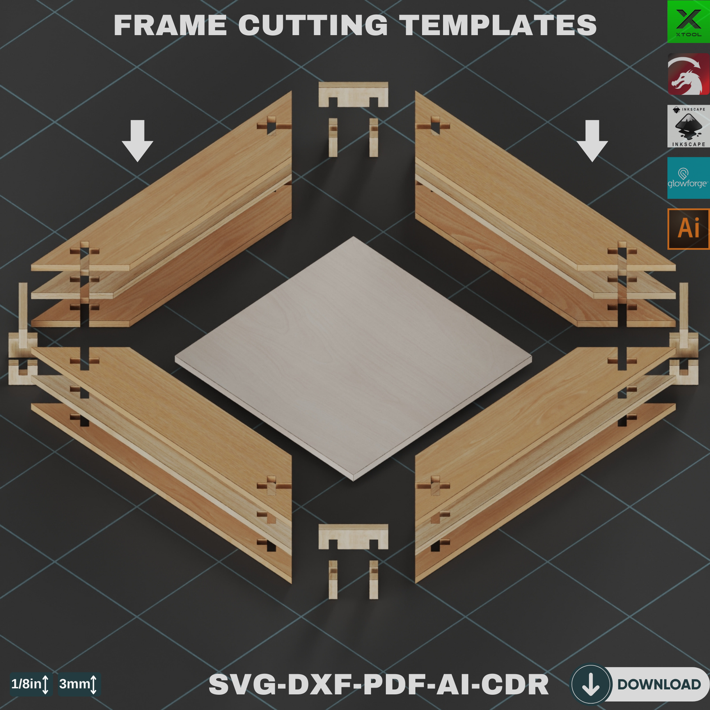 Laser Cut Frame Templates for Photo Display | Easy Assembly DIY Projects,Multi-Format Frame Cutting Templates,Frame Bundle 824