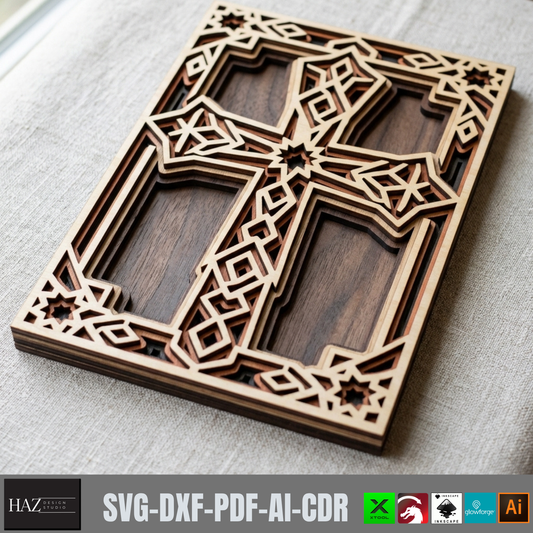 3D Layered Cross Sign Template, Jesus Laser Cutting Plan, Church Decor, Christian Easter Gift