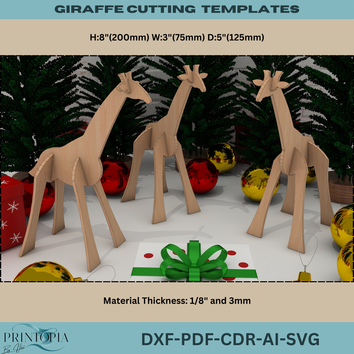 Giraffe Cutting Template - 3D Animal Decor for Laser Cutting Machines Create Stunning 3D Giraffe Decor with This Laser Cutting Template 136