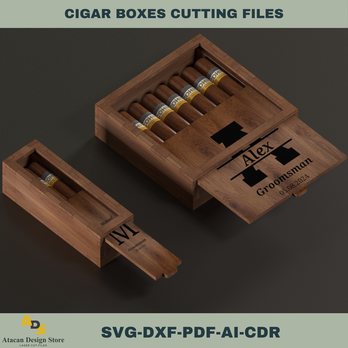 Personalized Cigar Box Laser Cutting File | Perfect for Groomsmen Gifts & Special Occasions 748