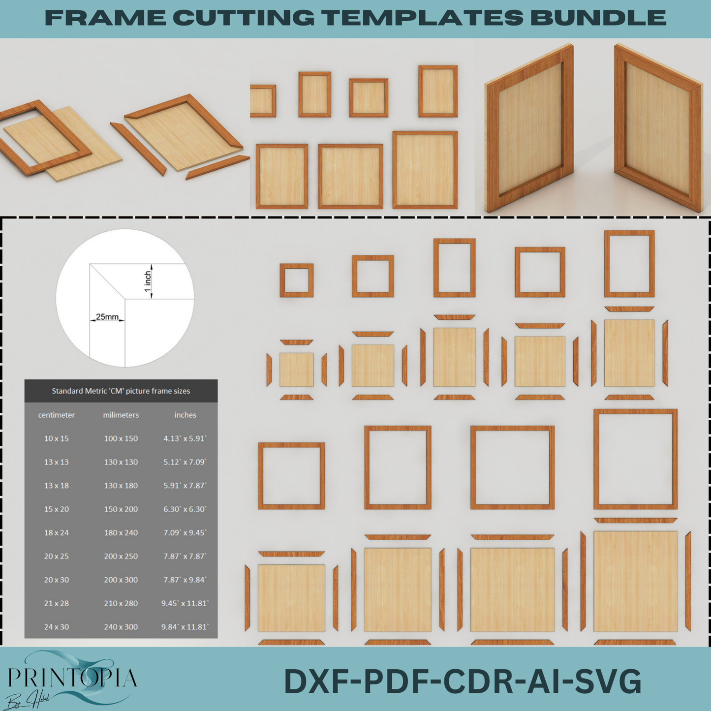 DIY Picture Frame Cutting Template Pack – Compatible with Cricut, CNC, Laser Cut Machines 130