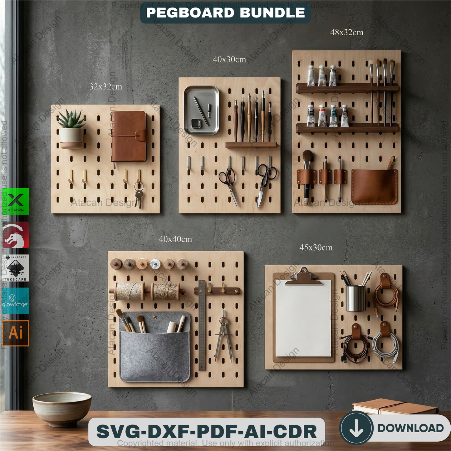 Ikea Skadis Compatible Pegboard Template 20 Sizes Wood Wall Organizer Display Panel 940