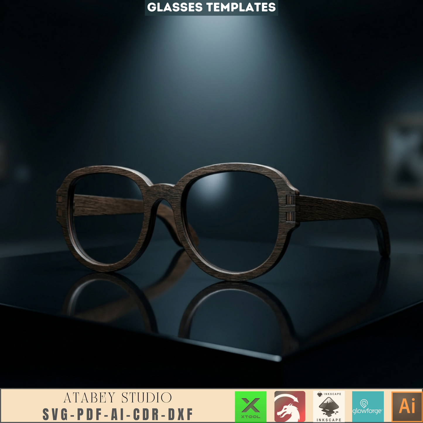 DIY Wooden Eyeglasses Craft Files - Laser Cut MDF Glasses Templates 630