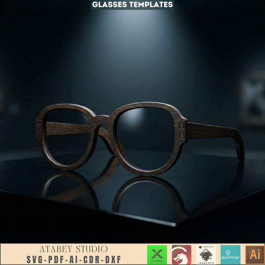 DIY Wooden Eyeglasses Craft Files - Laser Cut MDF Glasses Templates 630