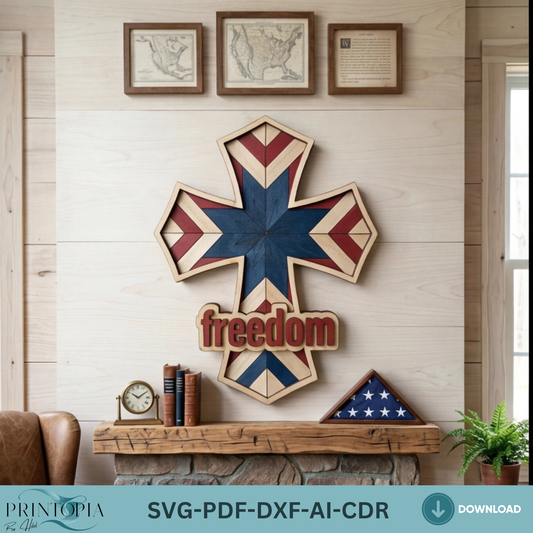 Patriotic Wood Cross Template 4th of July American Flag Quilt Block Decor Independence Day Freedom Sign