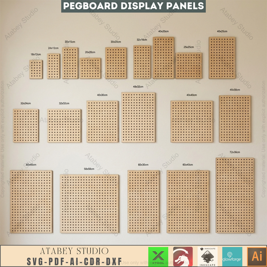 Pegboard Display Panel Templates, 20 Sizes Wall Organizer, Hole Board Pattern for Makers 993