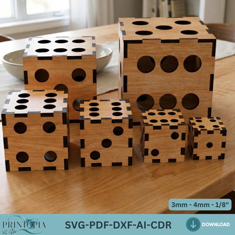 Wooden Dice Box Laser Cut Template, Tabletop RPG Board Game , Wood Dice 329