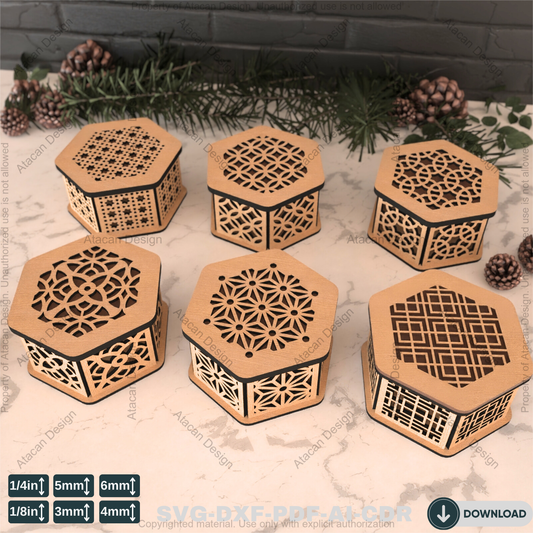 Hexagon Laser Cut Gift Box - Elegant Decorative Wooden Wedding Favor Box,jewellery case Design 796