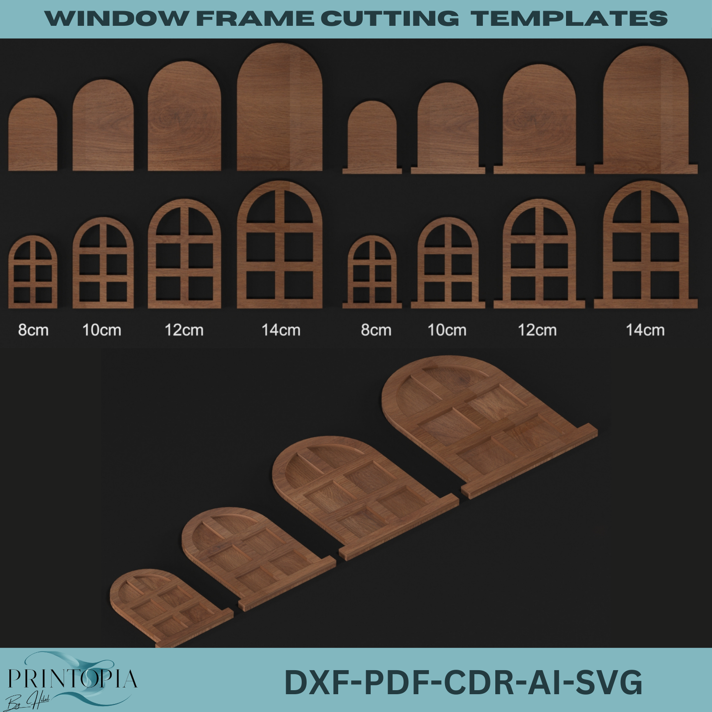 Window Frame Cutting Template Bundle – Perfect for Laser Cutting DIY Home Decor Projects 133