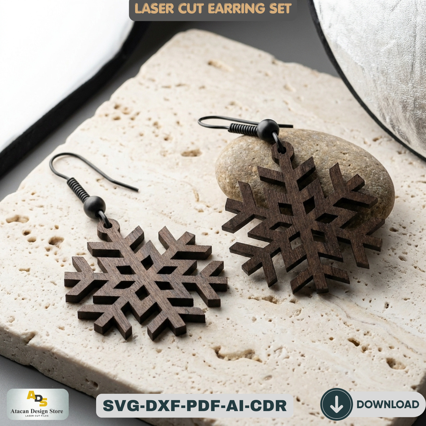 9 Snowflake Earring Designs, Winter Christmas Jewelry Template, Holiday Craft Project 209