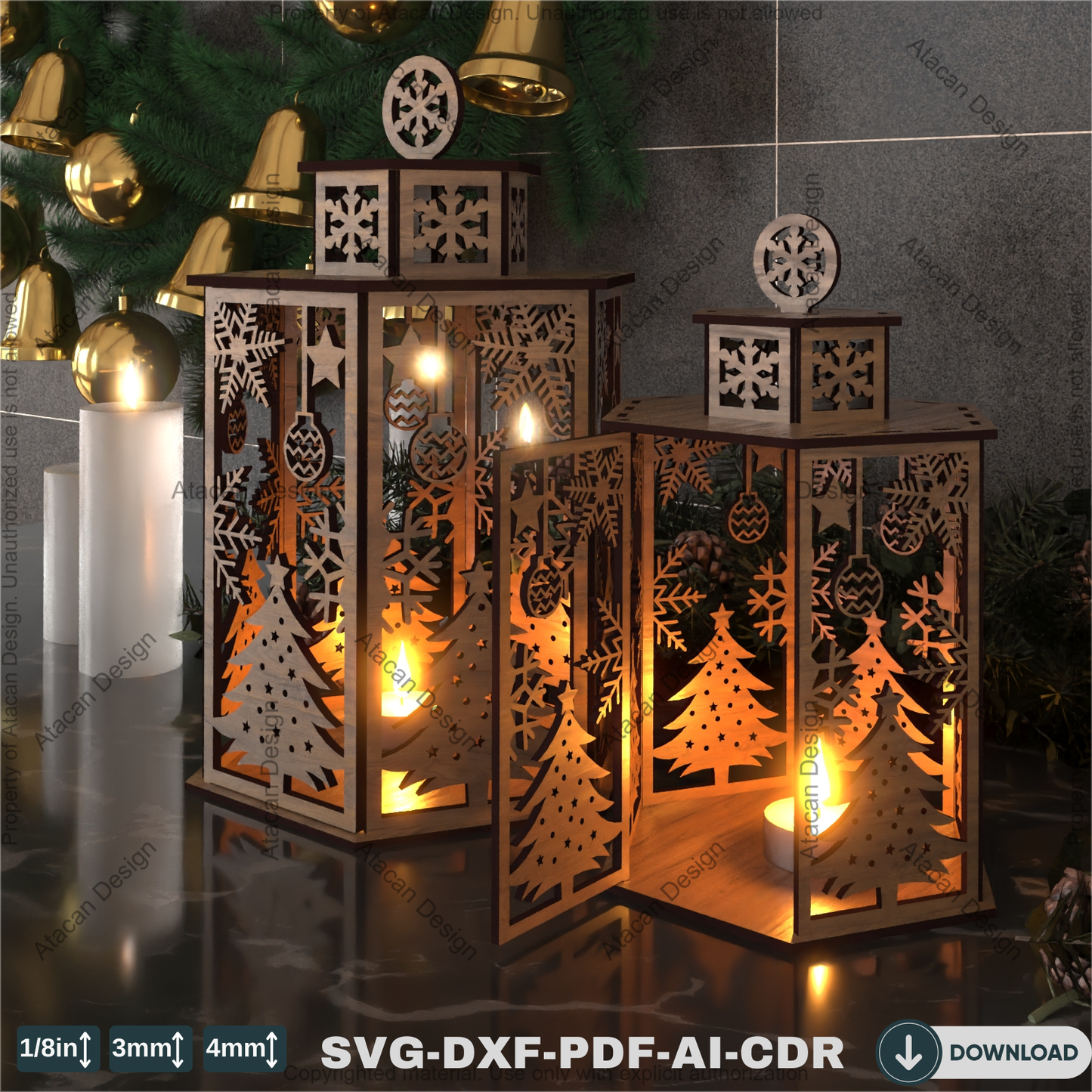 Christmas Lantern Design for Laser Cutting | Festive Night Light & Candle Holder Patterns 788