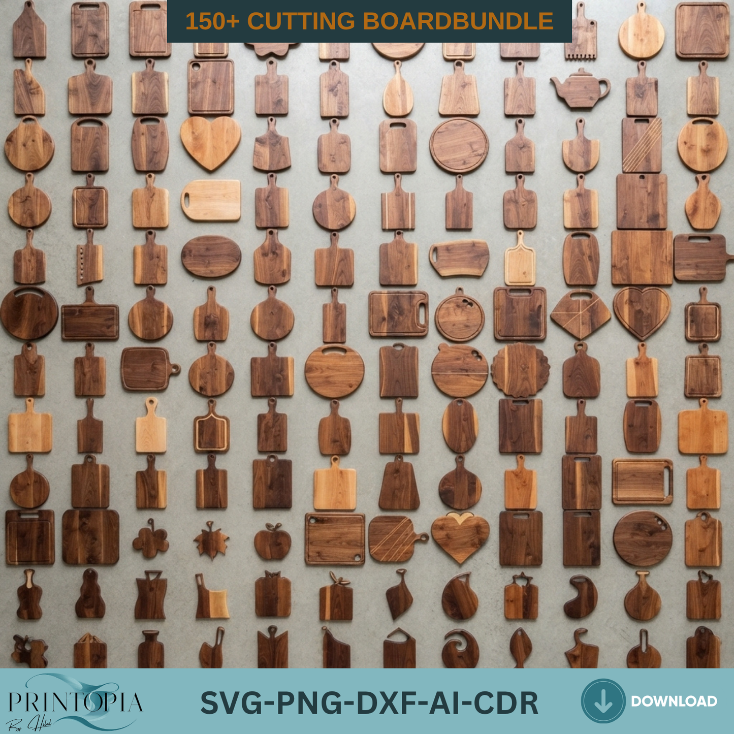 150+ Cutting Board Shapes Laser Cut Templates Wooden Kitchen Bundle