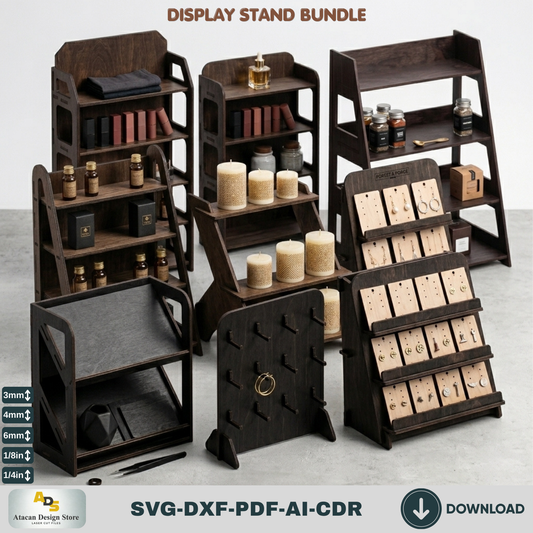 9 Display Stand Bundle Laser Cut SVG Wood Shelf Market Booth Template