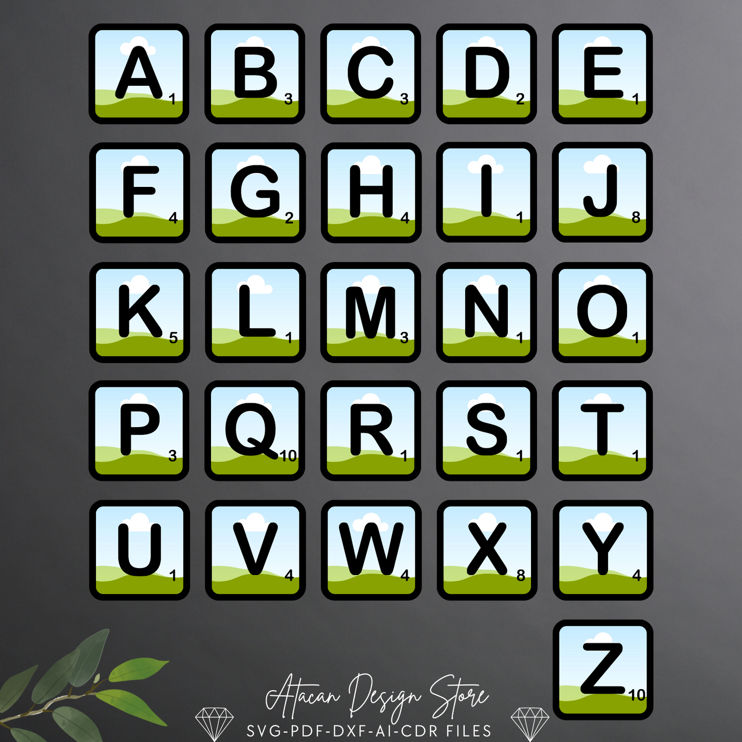 Scrabble Letters Template for Laser Cutting - Perfect for DIY Crafts - Tile Letters Great for Home Decor and Crafting 694