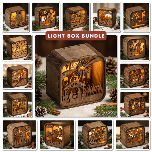 16 Rustic Christmas Shadow Box Night Light, Layered Snowman Cabin Lantern Plans, Holiday Mantel Decor 576