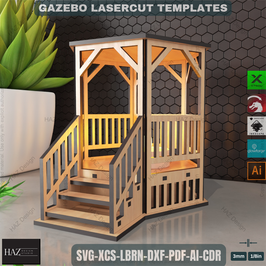 Charming Gazebo Tealight Lantern Design | Laser Cut Files for Rustic Outdoor Decor Idea 456