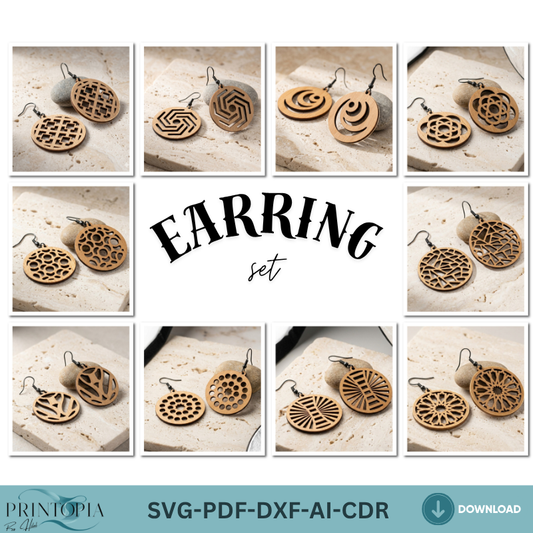 Wooden Earring Geometric Jewelry Templates Boho Wood Earring Bundle Jewel Designs DIY Gifts