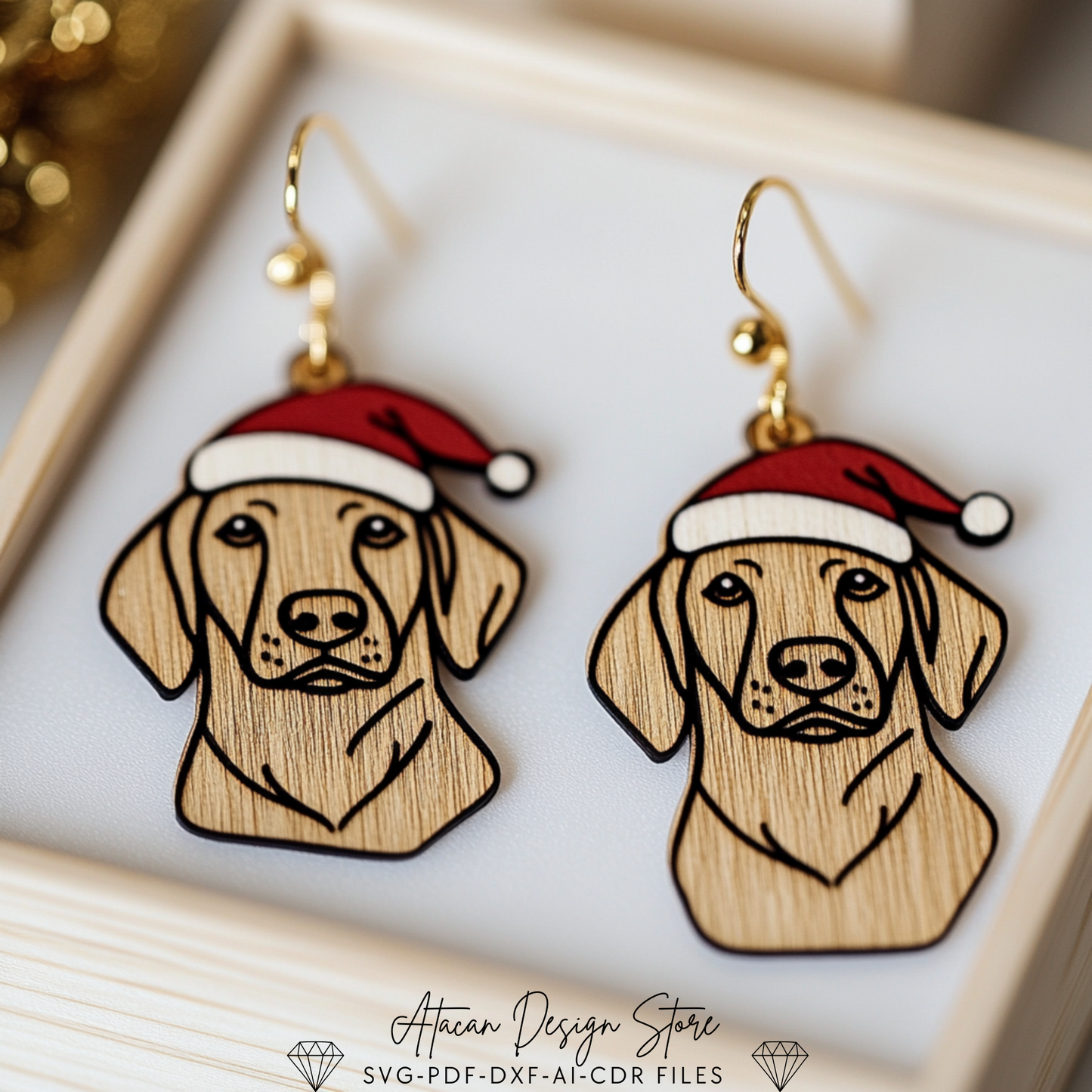 Christmas Dog Earrings Template - Laser Cut Ready for Festive Jewelry Making 723