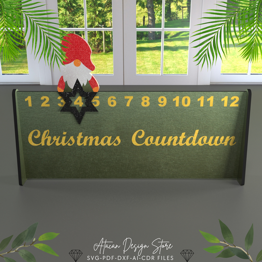 Festive Santa Christmas Countdown Calendar | Holiday Advent Sign for Laser Cutting 665