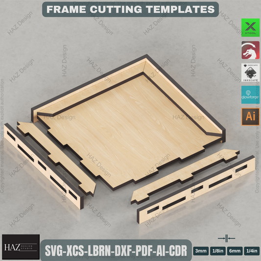 Laser Cut Frame Bundle: 10 Sizes | Square & Rectangle Photo Display Templates 452
