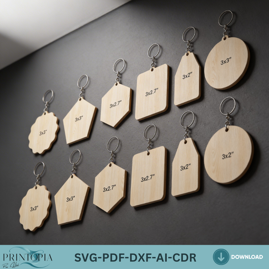 Blank Keychains Bundle Laser Cut Shapes Wood Acrylic Keychain Templates DIY Custom Keychain Designs