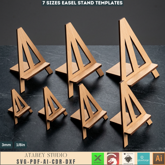Wooden Tabletop Easel Stand Laser Cut Template 7 Sizes Menu Holder Photo Display Woodcraft