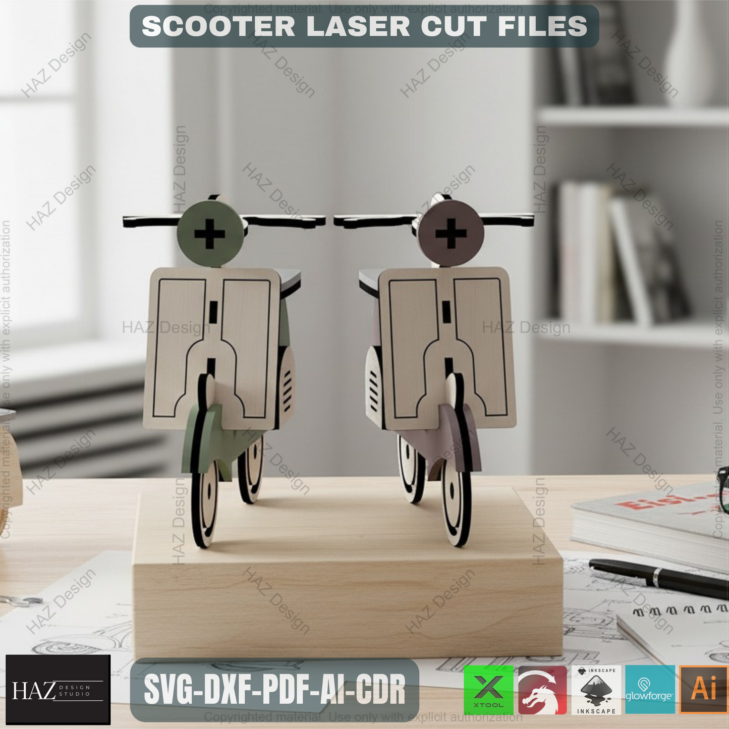 007 italian Scooter Vespa Cutting File / Lambretta Vector Laser cut Files / Dxf Svg Ai Cdr 007