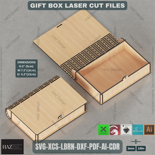 Elegant Laser Cut Memory Box SVG, Wooden Gift Box Plan for Glowforge, Decorative Keepsake Box File with Slatted Lid for xTool