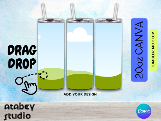 Stunning 20oz Tumbler Canva Mockup Easy Drag & Drop Template 789