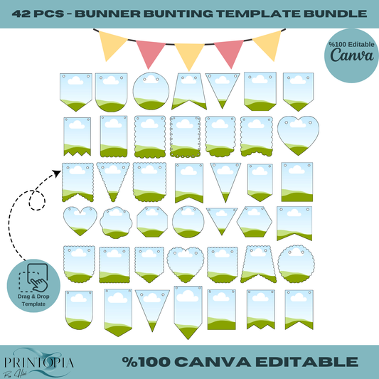 Complete 42 PCS Banner Bunting Template Bundle - Canva Editable for Events & Parties 126