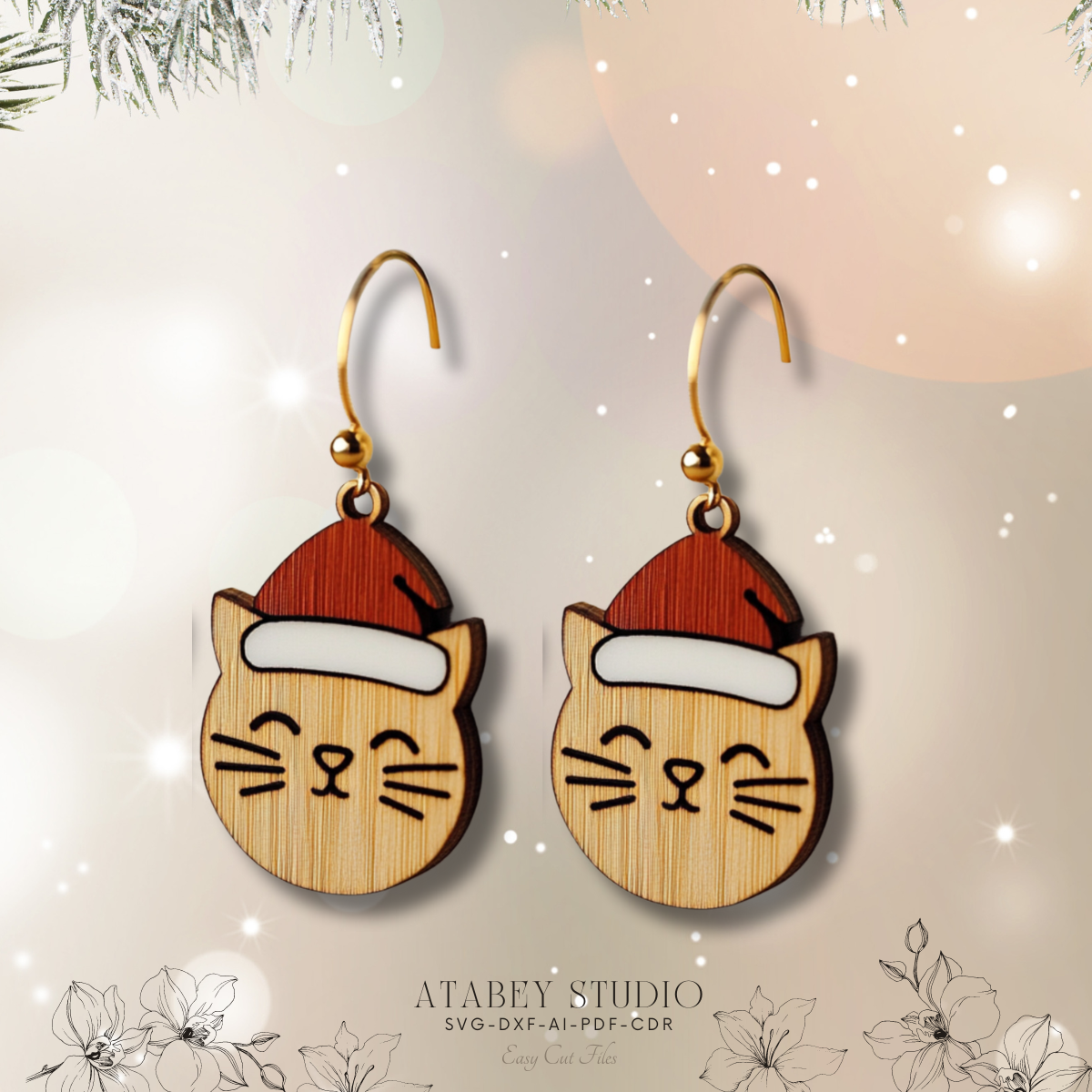 Christmas Earrings Collection - Adorable Festive Designs for Laser Cutting 875