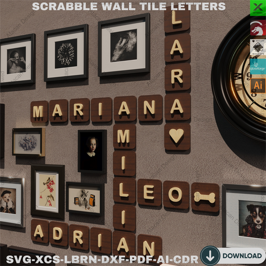 3D Wooden Name Tiles | Family Wall Decor | Custom Laser Cut Letters | Scrabble Art | Unique Gift  857