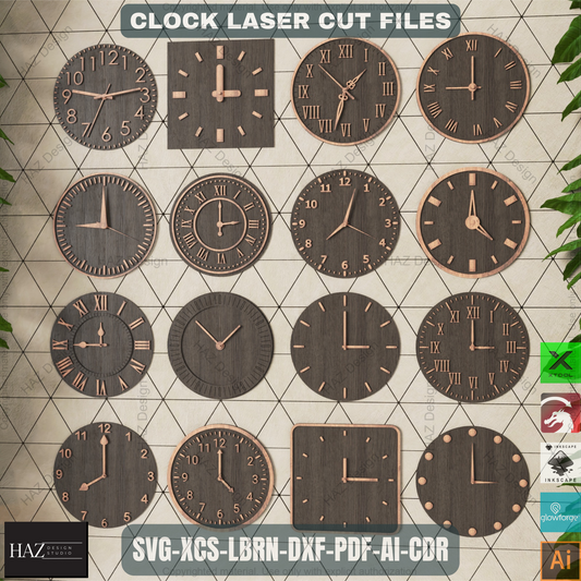 Clock Crafter's Mega Pack, DIY Laser Cut Designs, Wall Art SVG Files for Glowforge & Xtool
