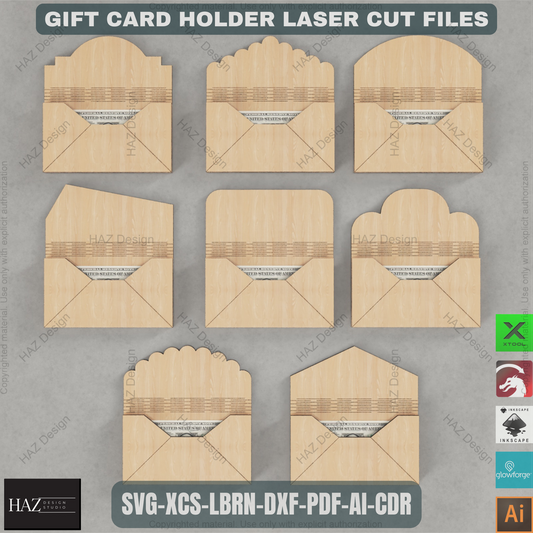 Creative Laser Cut Gift Card Box Files, Multi-Design Money Pocket Template, Instant DIY Project for Laser Crafters Description: